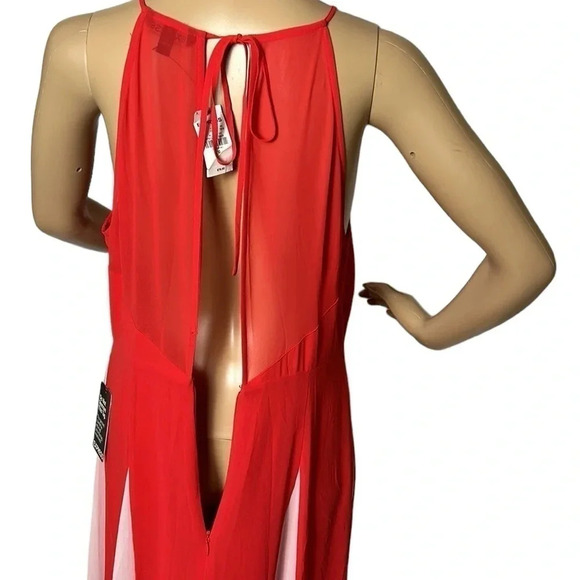 Y2K NWT,EXPRESS halter dress,maxi,Fairy,sheer,lined,glam,fit&flare,color block, - Picture 13 of 16